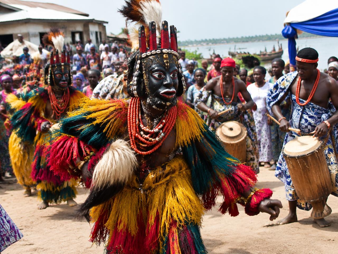 Masquerade dancer at a cultural festival